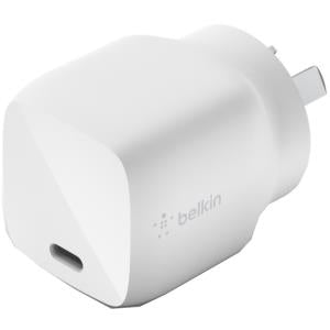 BELKIN 30W USB-C GAN BOOST CHARGER for iPad iPhone Samsung Phone Tablet WCH001AUWH