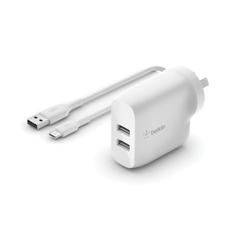 Belkin BOOSTCHARGE DUAL USB-A WALL CHARGER 24W + USB-A TO USB-C CABLE