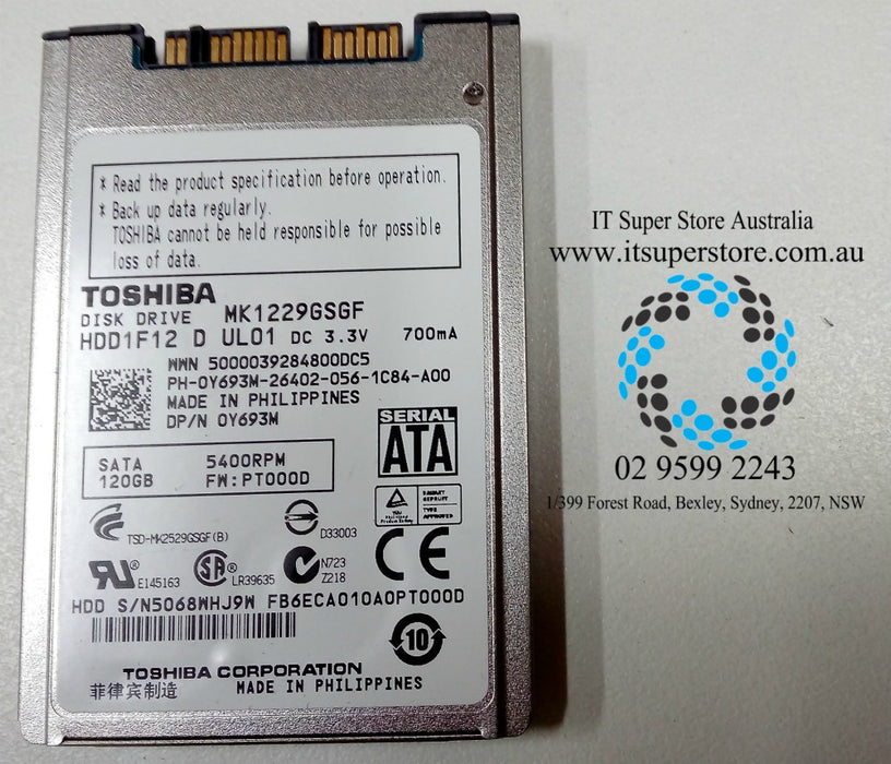Toshiba Micro Sata HDD 120GB MK1229GSGF