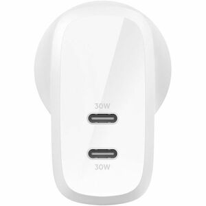 Belkin Dual USB-C PD Wall Charger with PPS 60W deliver fast charging of 0-50% in 25 minutes for iPhone