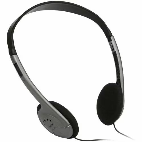 Verbatim Wired On-ear Over-the-head Stereo Headset - Black, Grey - Binaural - Supra-aural - 32 Ohm - 20 Hz to 20 kHz - 120 cm Cable - Omni-directional Microphone - Mini-phone (3.5mm)