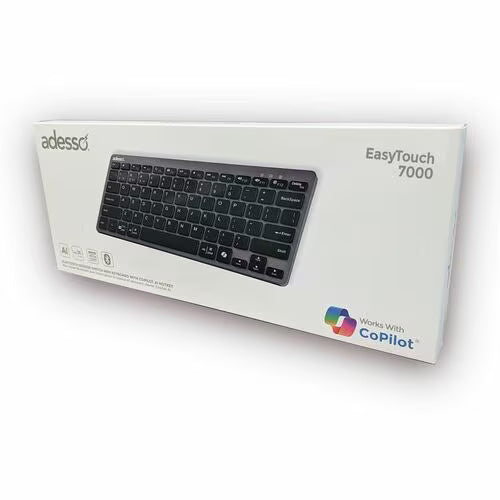 Adesso EasyTouch 7000 Keyboard - Wireless Connectivity - English (US) - Scissors Keyswitch - Bluetooth - 5 - 9.14 m - 78 Key(s) - CoPilot, My Computer, Back, Forward, Search, Email, Play/Pause, Stop