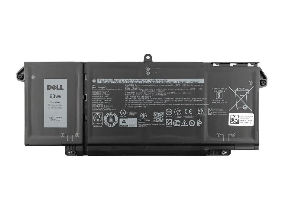 Dell Latitude 7420 7320 7520 63Wh 15.2V Laptop Battery 7FMXV