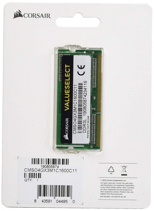 CMSO4GX3M1C1600C11 Corsair 4GB (1x4GB) 1600MHz 1.35v DDR3L SODIMM RAM Memory