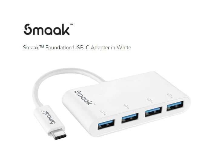 SMAAK FOUNDATION USB-C ADAPTER USB-C TO 4 X USB 3.0 HUB SMKCH-FD-4ASW for Windows and MacBook