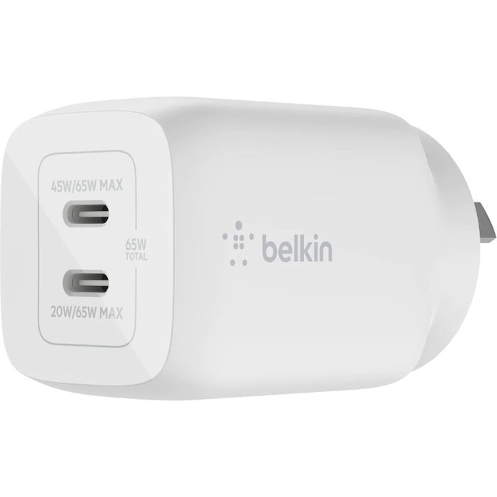 Belkin BOOST↑CHARGE PRO 65 W AC Adapter USB Type-C For MacBook MacBook Pro iPhone Notebook Smartphone iPad Tablet PC White 65W