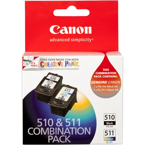 Canon PG510CL511CP 1 x PG510 Black Ink Cartridge & CL511 Colour Ink Cartridge Less