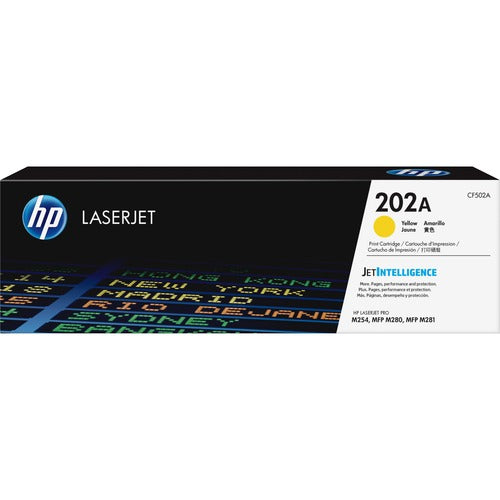 Genuine HP 202A Toner Cartridge Yellow Laser Standard Yield 1300 Pages 1Pack CF502A