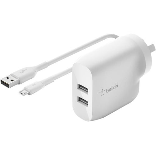 Belkin BOOST CHARGE 24 W AC Adapter USB - For Smartphone, Tablet PC Power Bank 4.80 A Output White WCE002AU1MWH