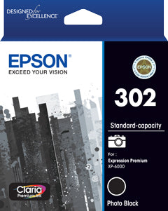 Epson 302 C13T01W192 Standard Capacity Claria Premium Photo Black Ink Cartridge