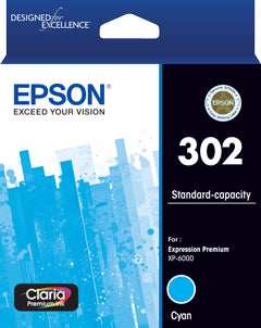 Epson 302 C13T01W292 Standard Capacity Claria Premium Cyan Ink Cartridge