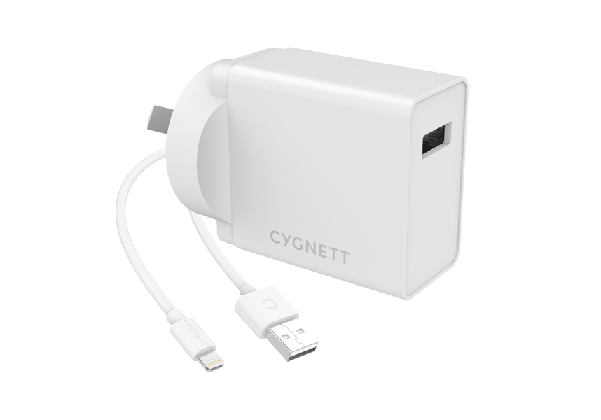 Cygnett POWERPLUS 12W Wall Charger + Lightning to USB-A Cable