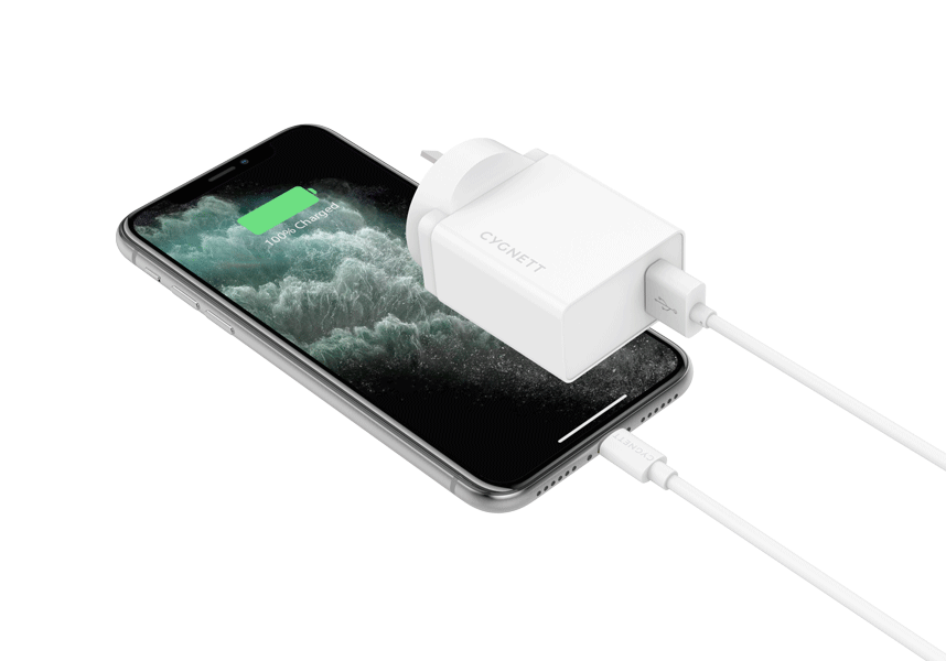 Cygnett POWERPLUS 12W Wall Charger + Lightning to USB-A Cable