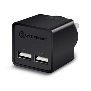 ALOGIC 17W  2 Port USB Mini Wall Charger 2.4A + 1A  BLACK