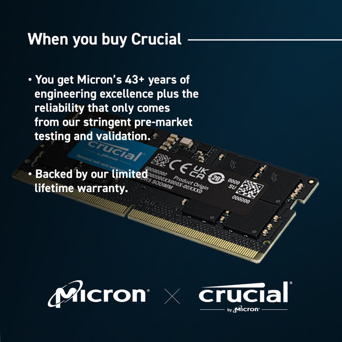 Crucial 16GB DDR5 4800MHZ SODIMM Laptop Memory CT16G48C40S5