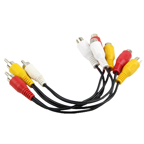 Splitter Audio Video AV Adapter Cable 3 RCA Male Jack to 6 RCA Female Plug