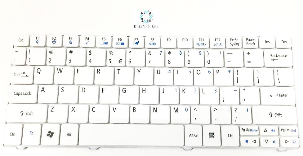 Acer Aspire One 751 751H  Series Laptop Keyboard White AEZA3R00020
