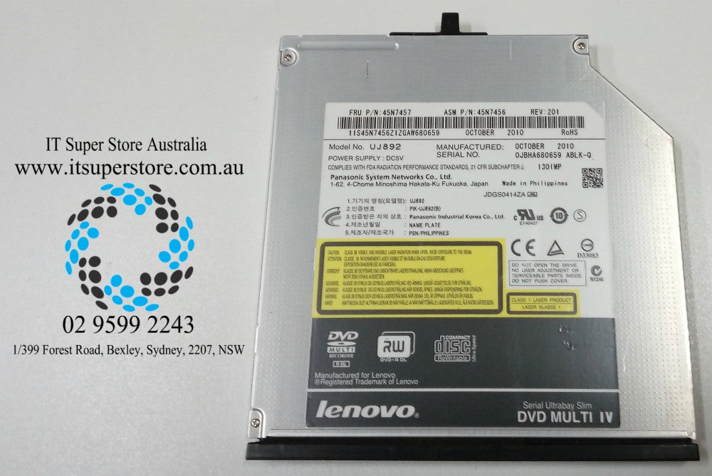 Lenovo Thinkpad T410 Laptop DVD RW Optical Drive 45N7457