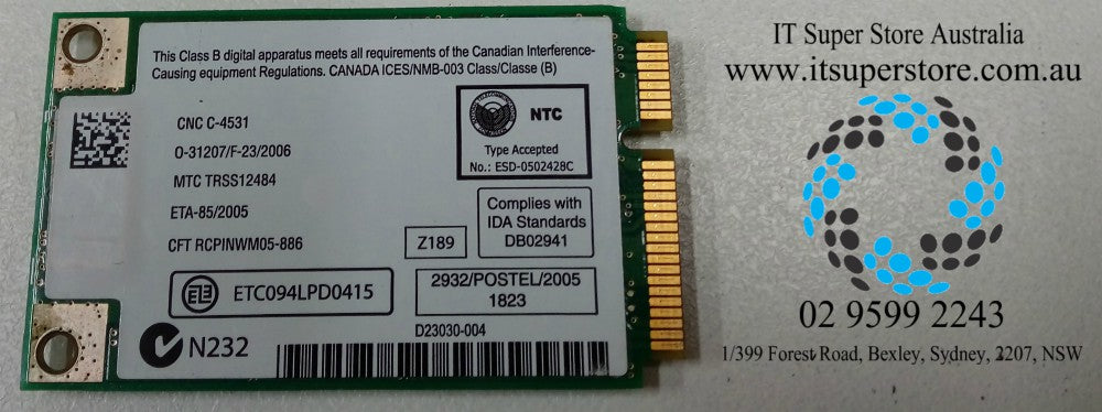 Intel PRO/Wireless LAN Board Mini-PCie WM3945ABG
