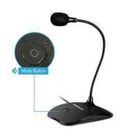 Plug and Play USB Desktop Microphone with Flexible Neck and Mute Button